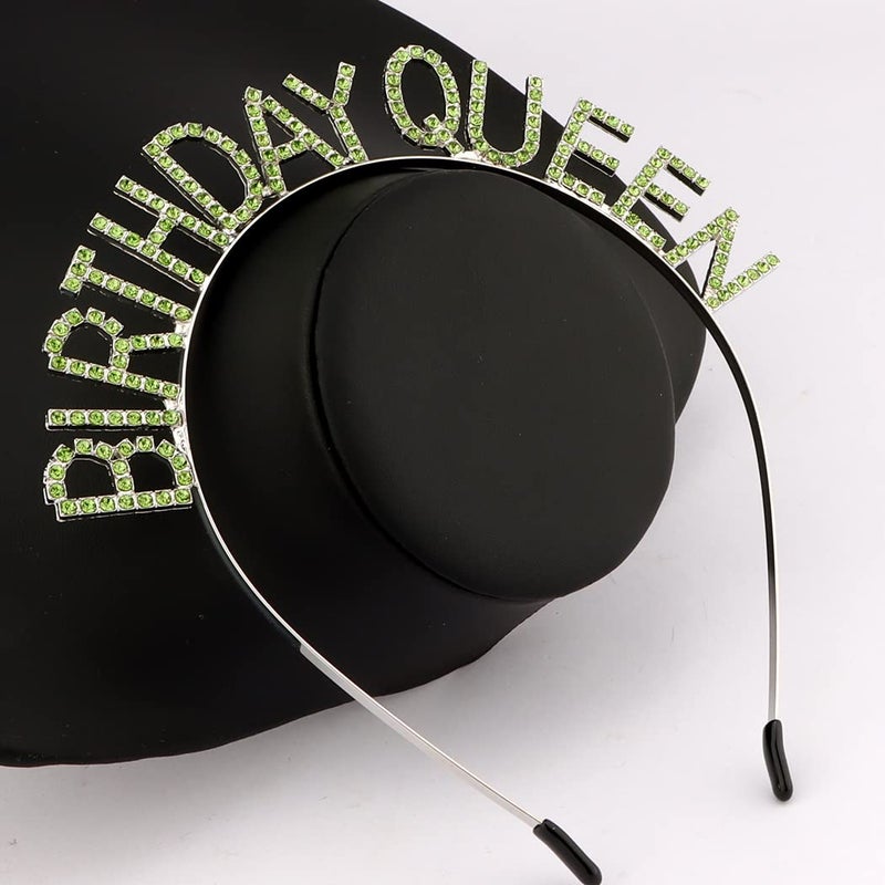 AOPRIE Birthday Queen Headbands for Women Tiara & Crowns for Girls Happy Birthday Party Accessories Favor Venus Supllies Silver Green, 1 Pack - Image 3